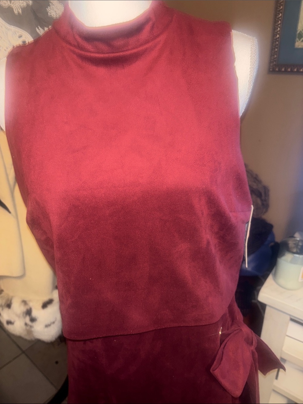 ANTONIO MELANI NWT "VELMA" SUEDE DRESS in CABERNET P2K GRECIA Tide - Picture 4 of 8